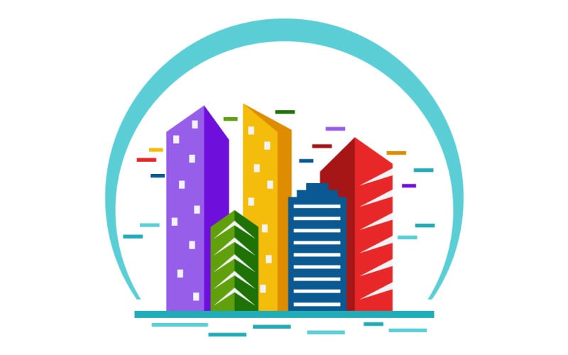 Plantilla de logotipo de edificios coloridos de bienes raíces