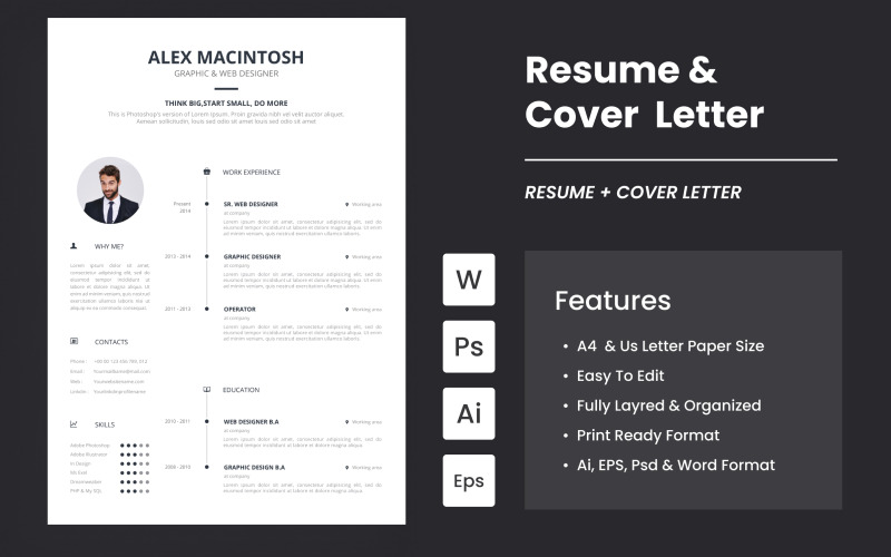 Modern CV And Resume Design #250072 - TemplateMonster