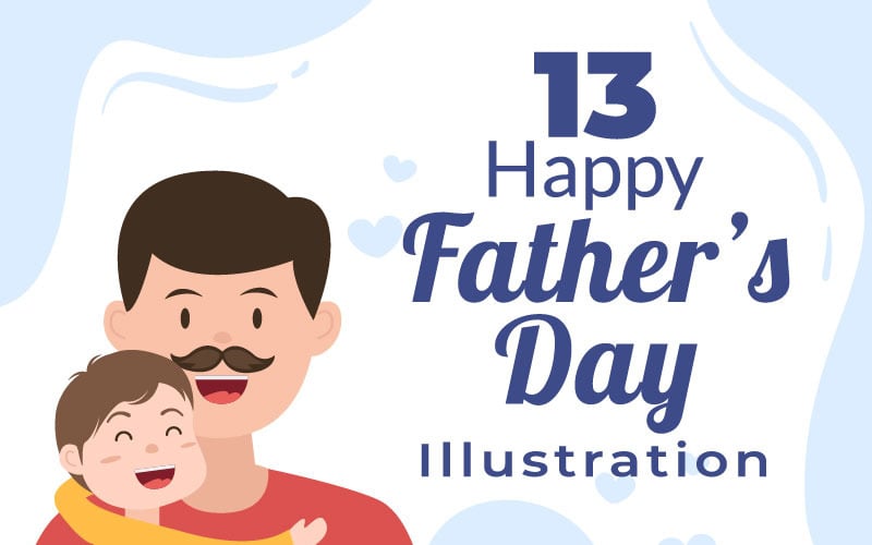 13 счастливых отцов день иллюстрации