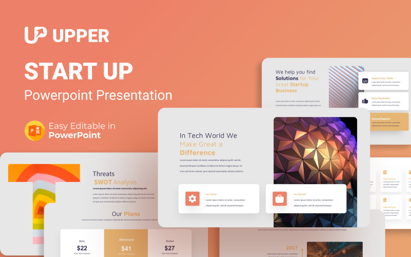 Upper -Startup PowerPoint prezentační šablony