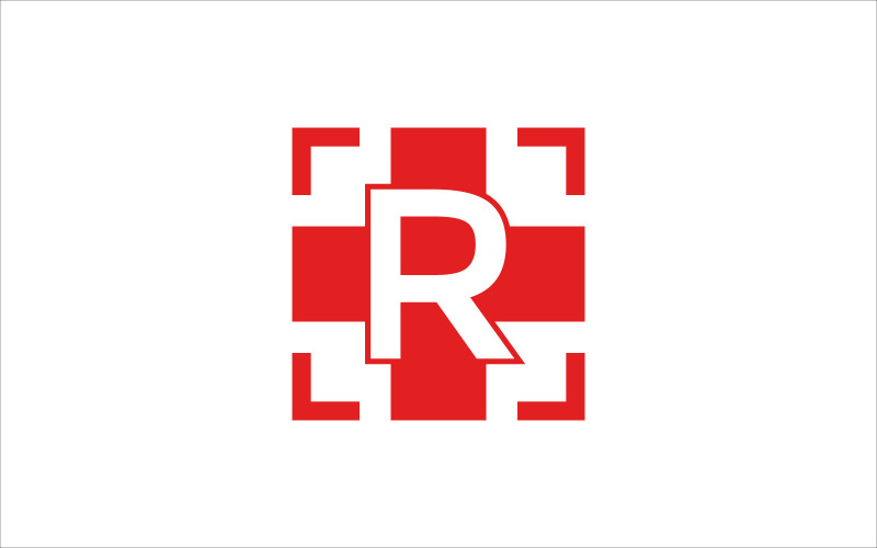 字母 R 医疗矢量标志模板