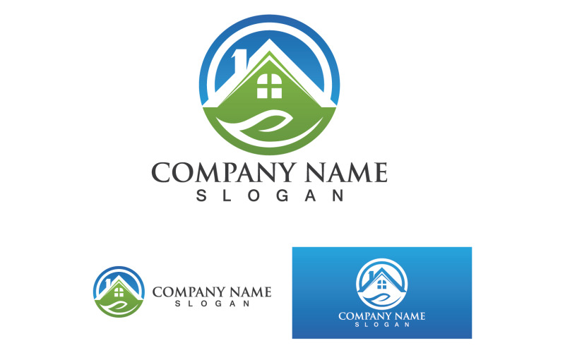 Logotipo y símbolo de construcción de viviendas y viviendas Vector V10