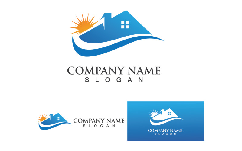 Logotipo y símbolo de construcción de viviendas y viviendas Vector V32