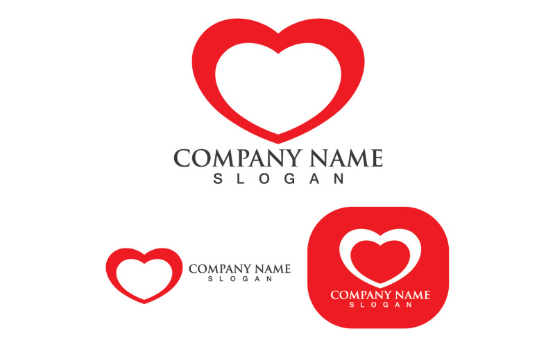 Aşk Kalp Sevgililer Logo Şablonu Vektör V12