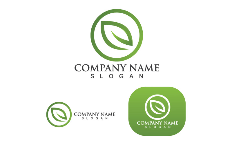Foglia Verde Natura Icona Logo Vettore V18