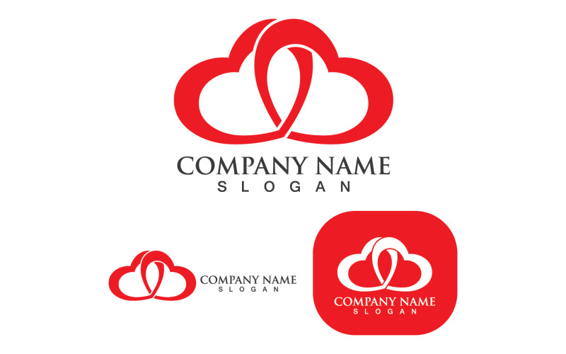 Love Heart Valentine Logo Template vecteur V16