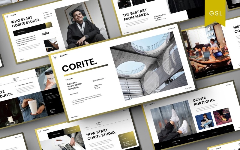 Corite – бізнес-шаблон слайдів Google