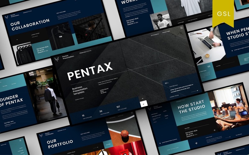 Pentax - Biznesowy szablon slajdu Google