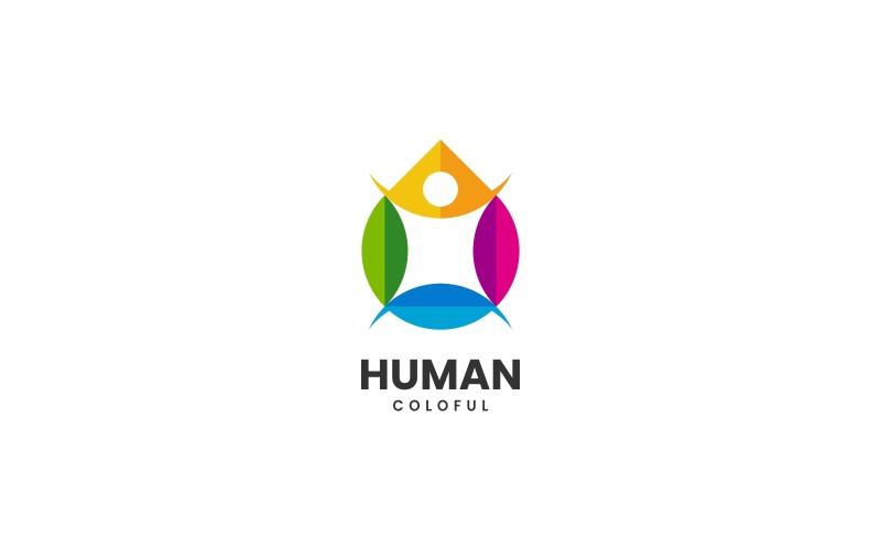 Mänsklig färgglad logotypstil