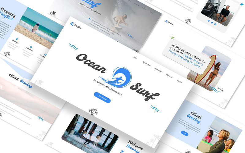 Ocean & Surfing Google Slides-Präsentation