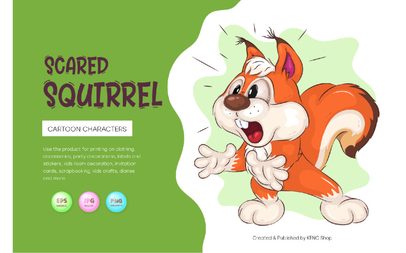Scoiattolo cartone animato spaventato. Clipart. Vettore