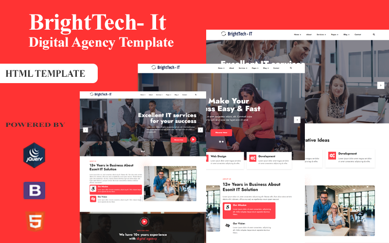 Brighttech IT – Kreatív Ügynökség HTML-sablonja