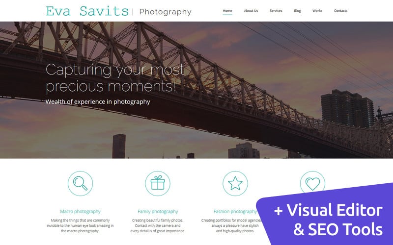 Eva Savits - Portafolio de fotos Galería de fotos Sitio web Desarrollado por MotoCMS 3 Creador de sitios web