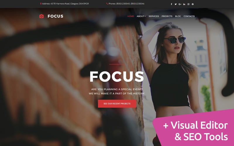 Focus - Portfolio Photo Gallery Sito realizzato da MotoCMS 3 Website Builder