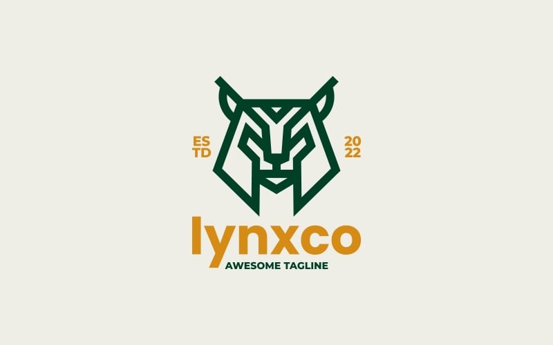 Plantilla de logotipo de arte de línea de lince