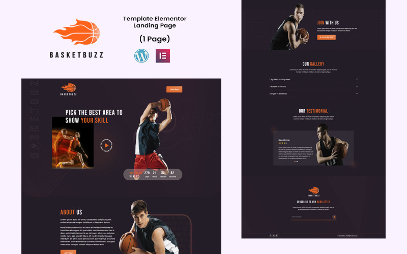 BasketBuzz - Modello Elementor per gioco di basket
