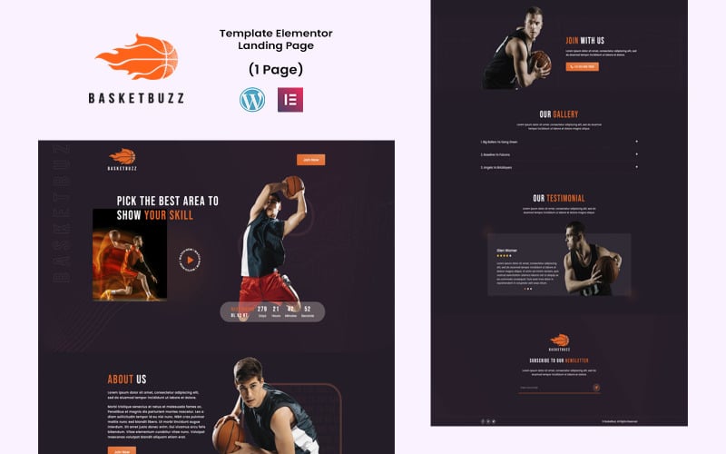 BasketBuzz - Szablon Elementor gry w koszykówkę