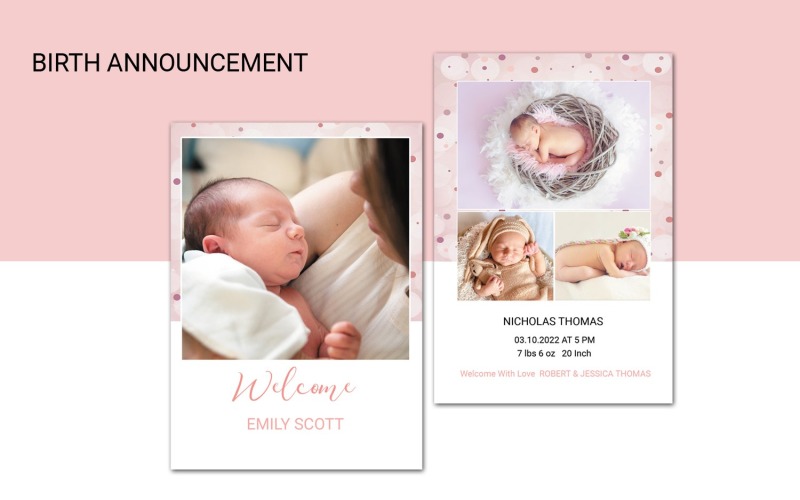 Birth Announcement Card Template 251098 TemplateMonster