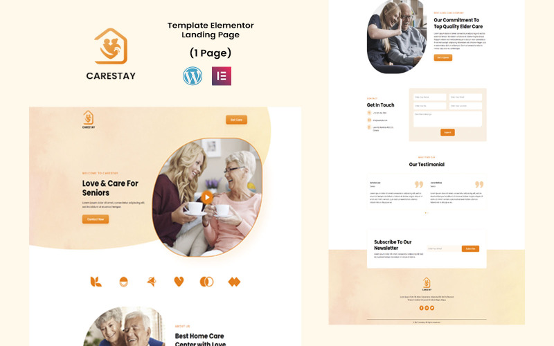 Carestay - Plantilla Elementor de servicios de atención domiciliaria