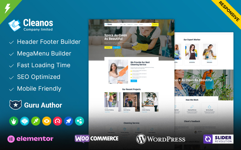 Cleanos - Тема WordPress служби прибирання