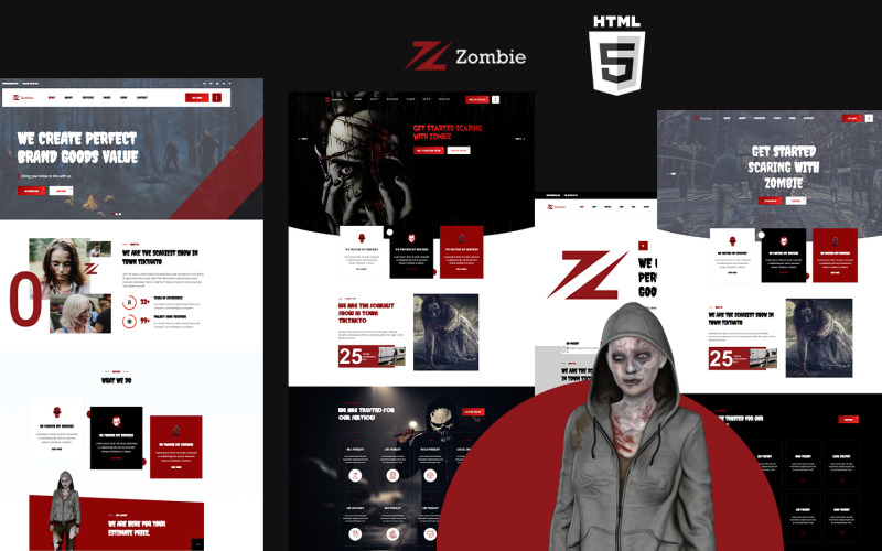 Festa Assustadora de Zumbi e Modelo de Site HTML5 de Halloween