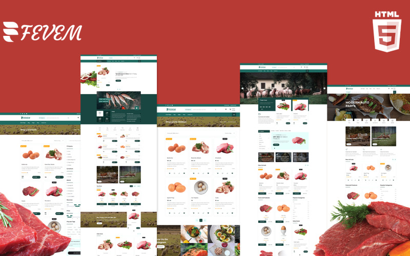 Fevem Butcher Meat Market HTML5-E-Commerce-Website-Vorlage