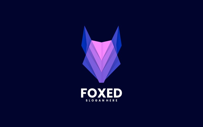 Fox Head Renk Gradyan Logo Şablonu