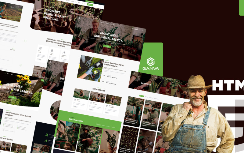 Ganva Botanical Gardening HTML5 webbplatsmall