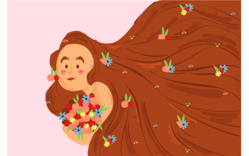 Ingyenes Gyönyörű nő tavaszi virág karakter illusztráció