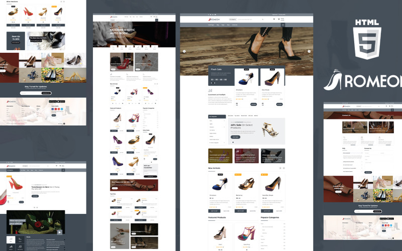 Romeon Footwear Väskor & skor Shoppa HTML5 webbplatsmall