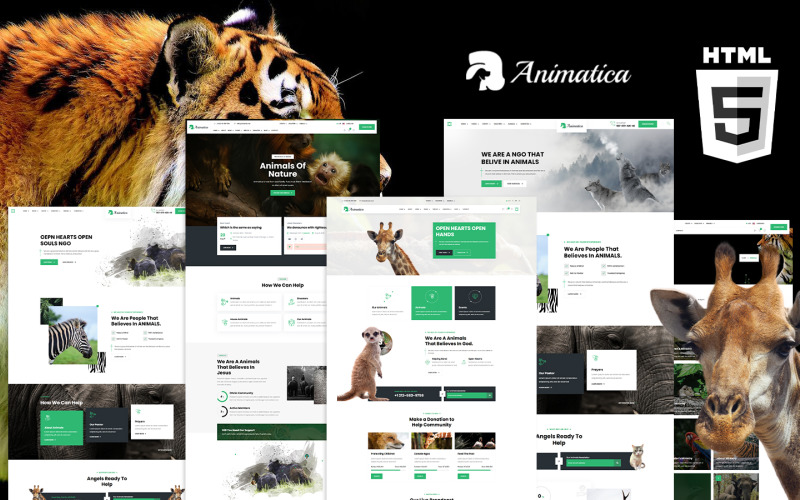 Шаблон некомерційного HTML5 веб-сайту Animatica Animal Wild Life