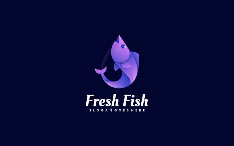 Стиль логотипа градиента свежей рыбы