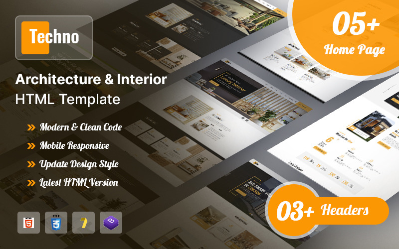 Techno Arkitektur & Inredningsdesign HTML5-mall
