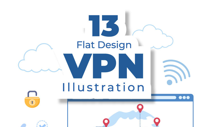 13 VPN vagy virtuális magánhálózati szolgáltatás illusztráció
