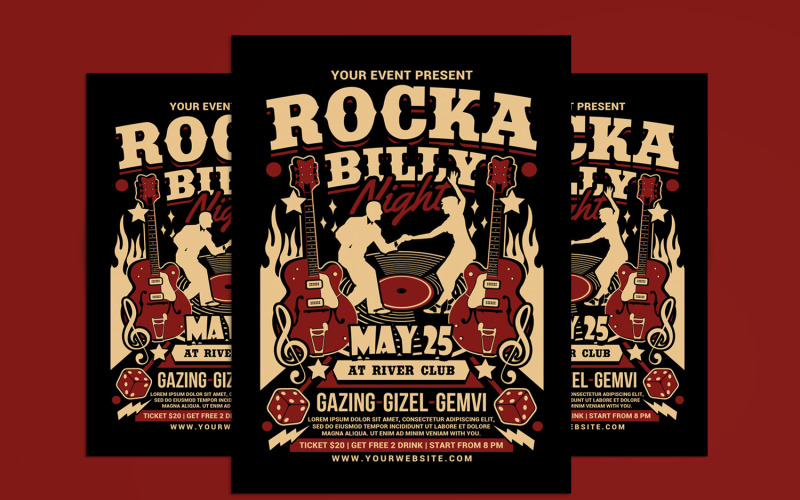 Rockabilly Muziek Nacht Flyer