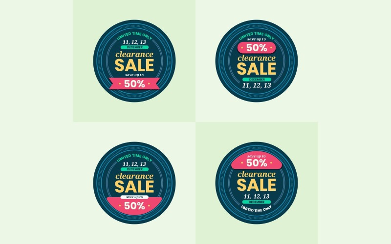 Set di design vettoriali per badge di vendita di liquidazione