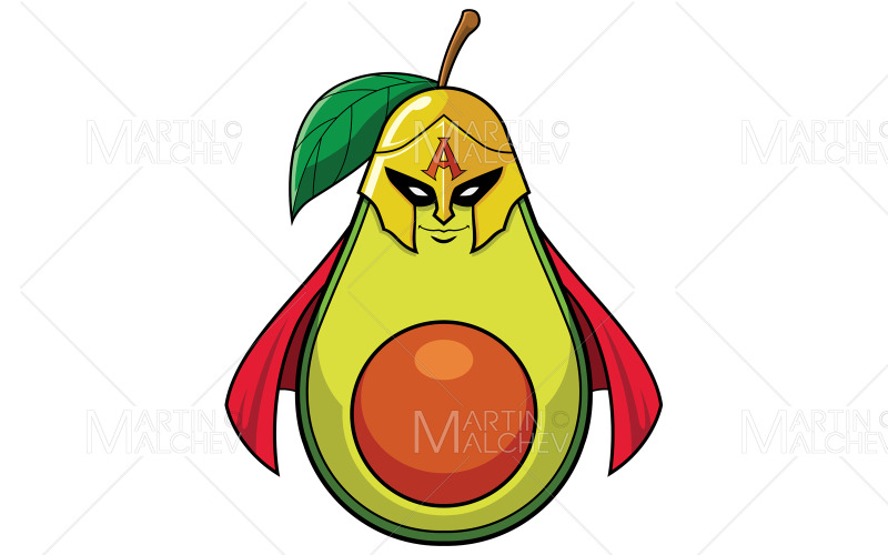 Avokado superhjälte maskot vektorillustration