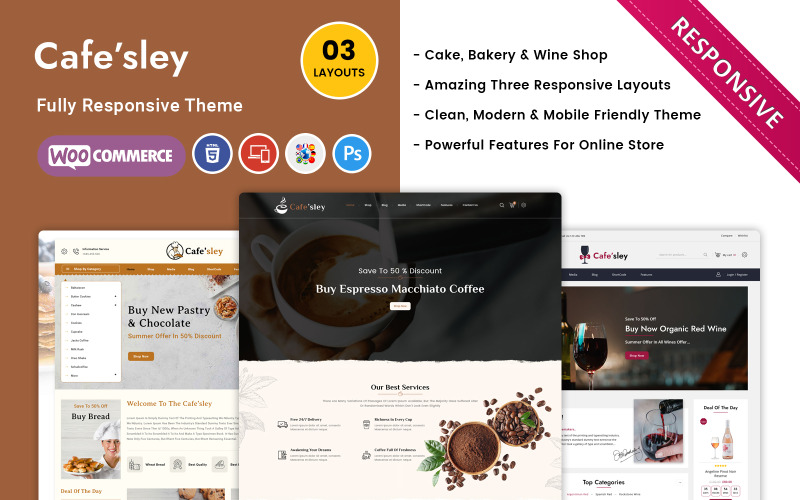 Cafesley - Woocommerce-Theme für Cafés, Bars und Restaurants