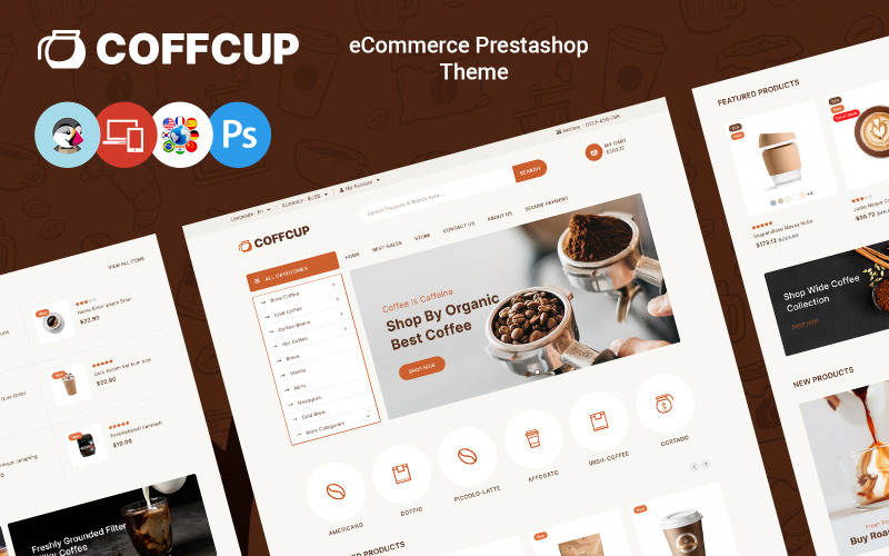 CoffCup - Thème PrestaShop pour magasin de café, boissons et boissons