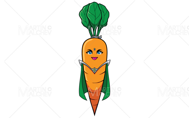 Illustration vectorielle de carotte super-héros mascotte