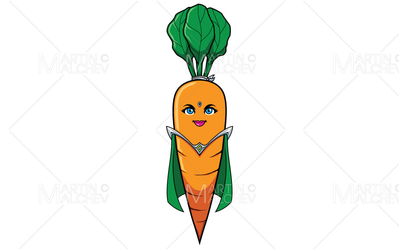 Ilustração vetorial de mascote de super-herói de cenoura
