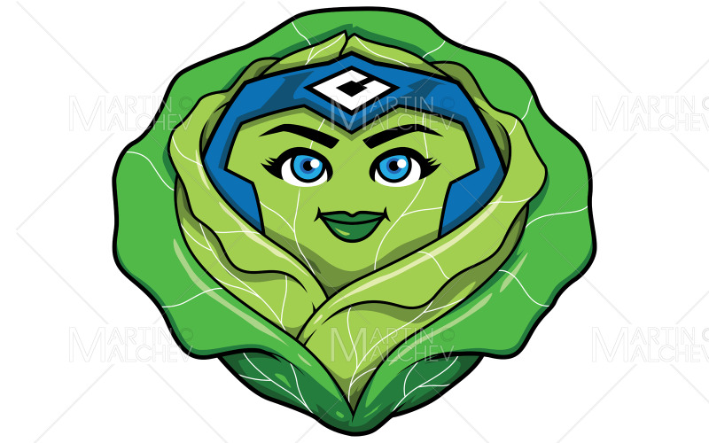 Kål superhjälte maskot vektorillustration