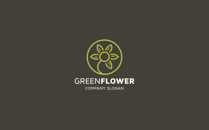 Logotipo de flor verde profesional