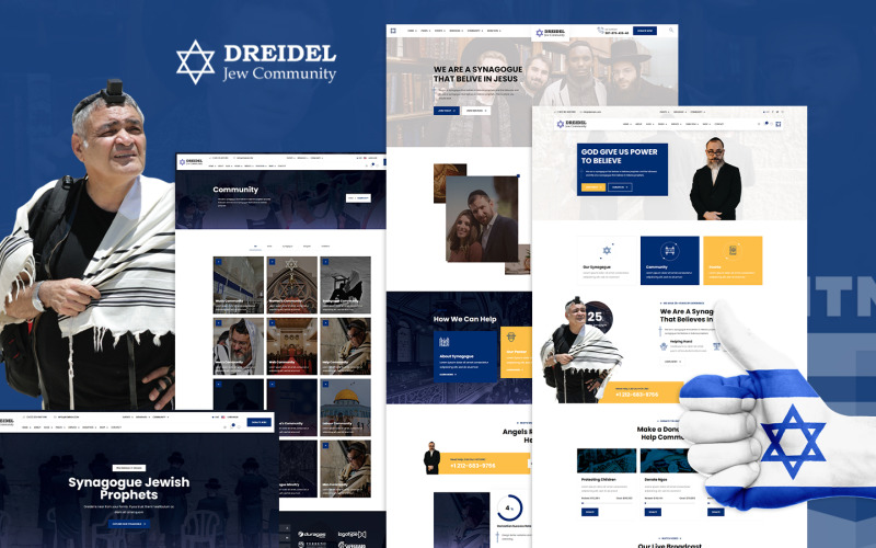Modèle de site Web HTML5 de la synagogue juive Dreidel