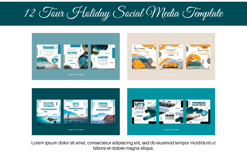 12 Modello di social media per le vacanze in tour