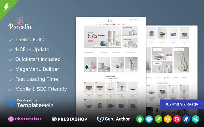 Porcelin - Motyw PrestaShop dla sklepu ze sztuką i ceramiką