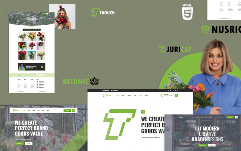 Taouch флорист і квітковий дизайн HTML5 шаблон веб-сайту