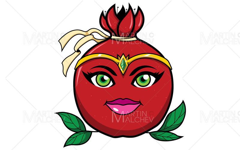 Granaatappel superheld mascotte vectorillustratie
