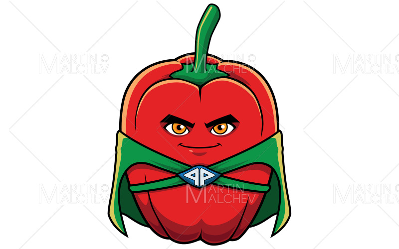 Ilustração vetorial de mascote de super-herói de pimenta