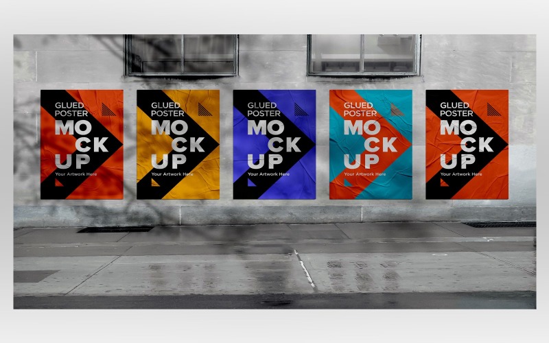 Maquette d'affiche collée avec effet de superposition d'ombre